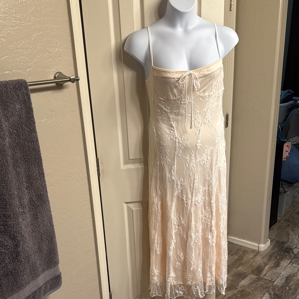 Elegant Cream Lace Slip Dress